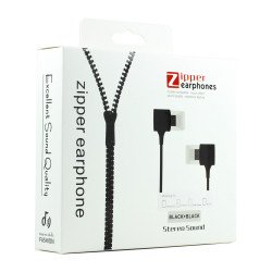 Zipper Earphone Stereo Sound with Mic (Black)